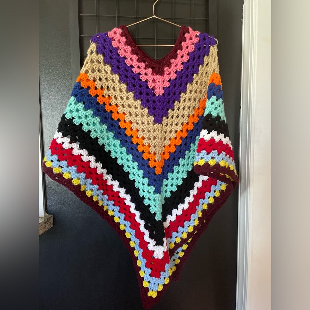 Vintage crochet shawl, cape